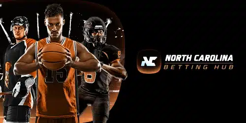 The official banner for the North Carolina Betting Hub, featuring a collage of major sports athletes.