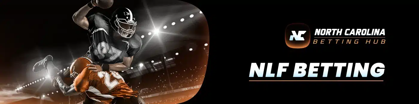 Guide to NFL betting in North Carolina, featuring football players and the NC Betting Hub logo.