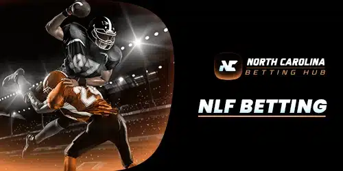 Guide to NFL betting in North Carolina, featuring football players and the NC Betting Hub logo.